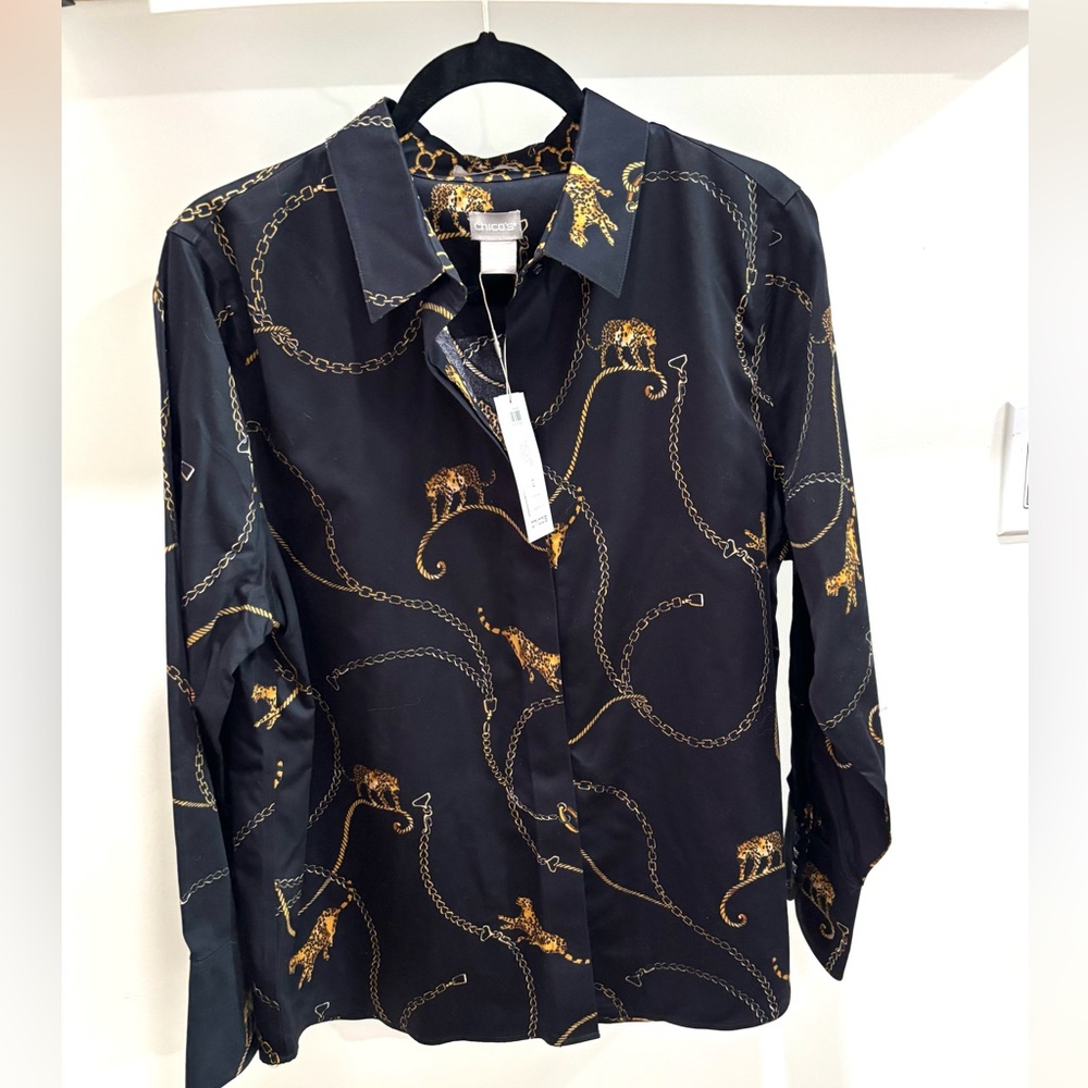 NWT Chico’s tiger print shirt